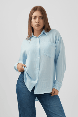 Oversized Shirt In Baby Blue - Hushy Wear