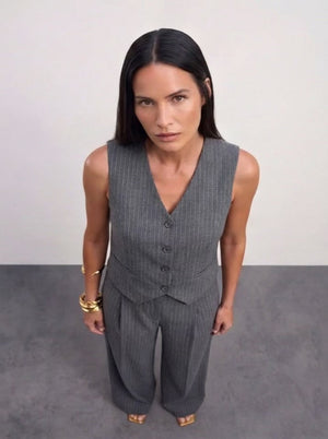 The Madison Pinstripe Co-Ord Set styled for the office