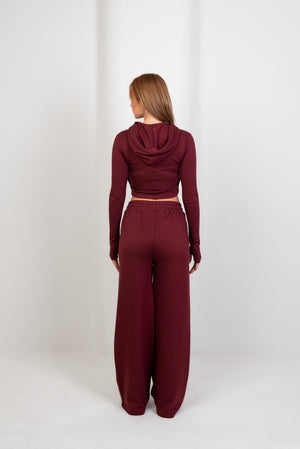 Relaxed Straight Sweatpants - Burgundy - Hushy Wear
